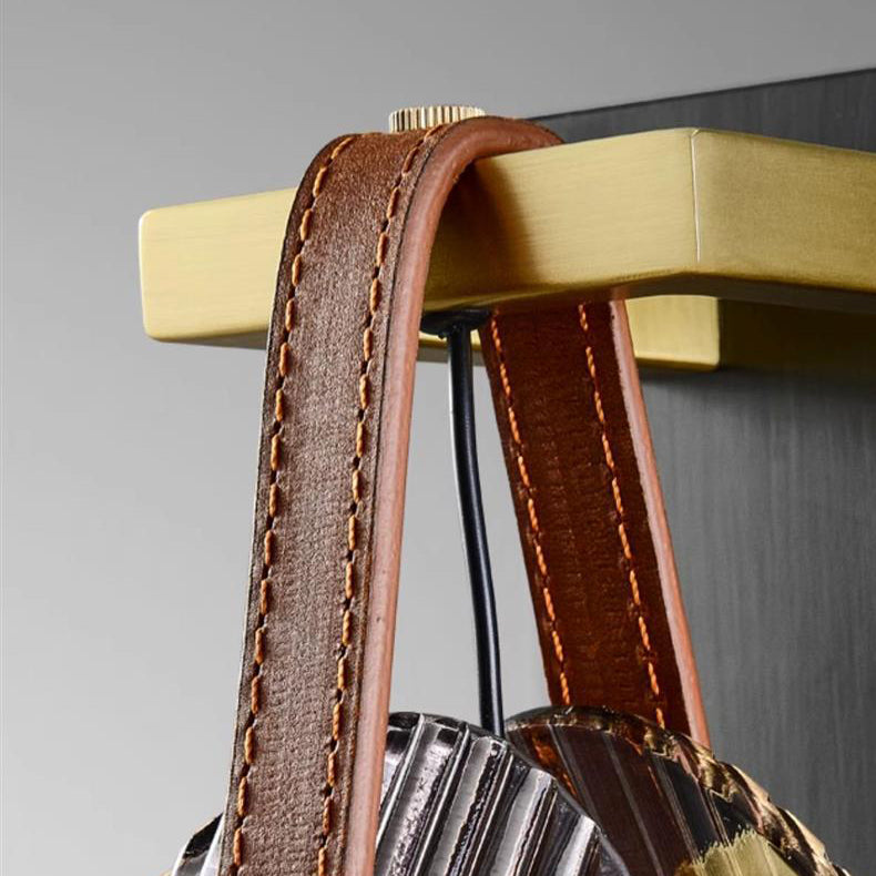 Iron Brass Glass Leather Wall Lamp