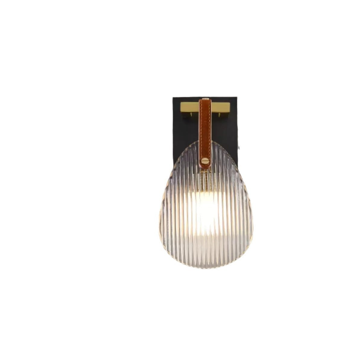Iron Brass Glass Leather Wall Lamp