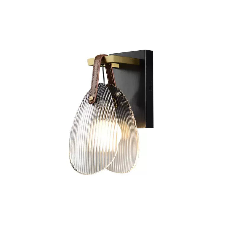 Iron Brass Glass Leather Wall Lamp