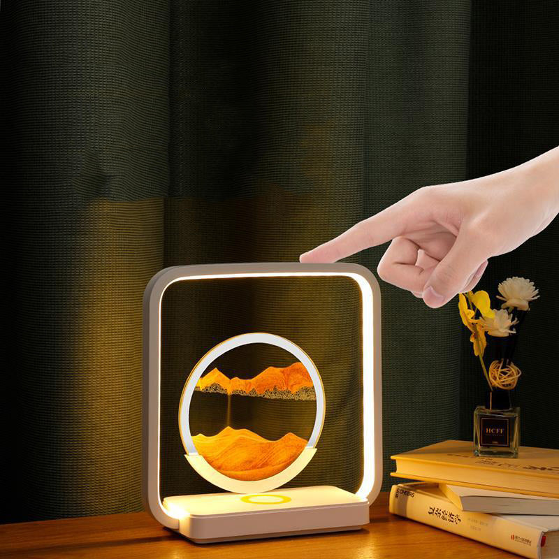 Square Sand Painting Metal Table Lamp