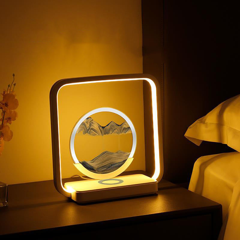 Square Sand Painting Metal Table Lamp