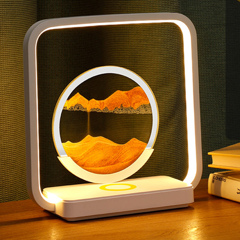 Square Sand Painting Metal Table Lamp