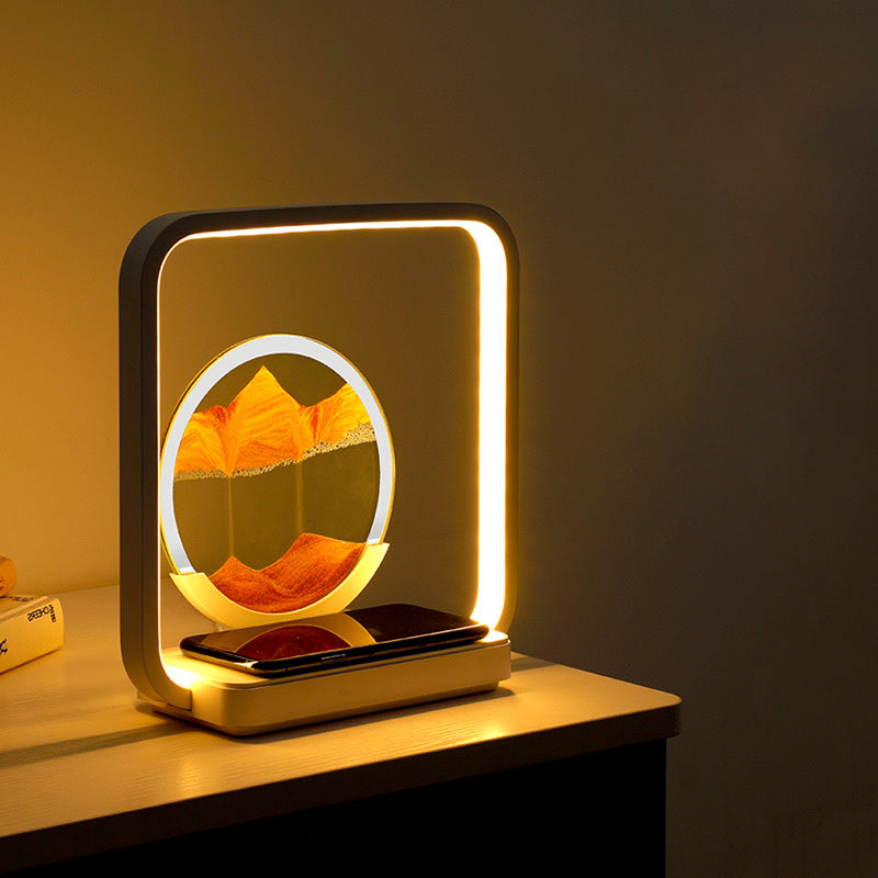 Square Sand Painting Metal Table Lamp