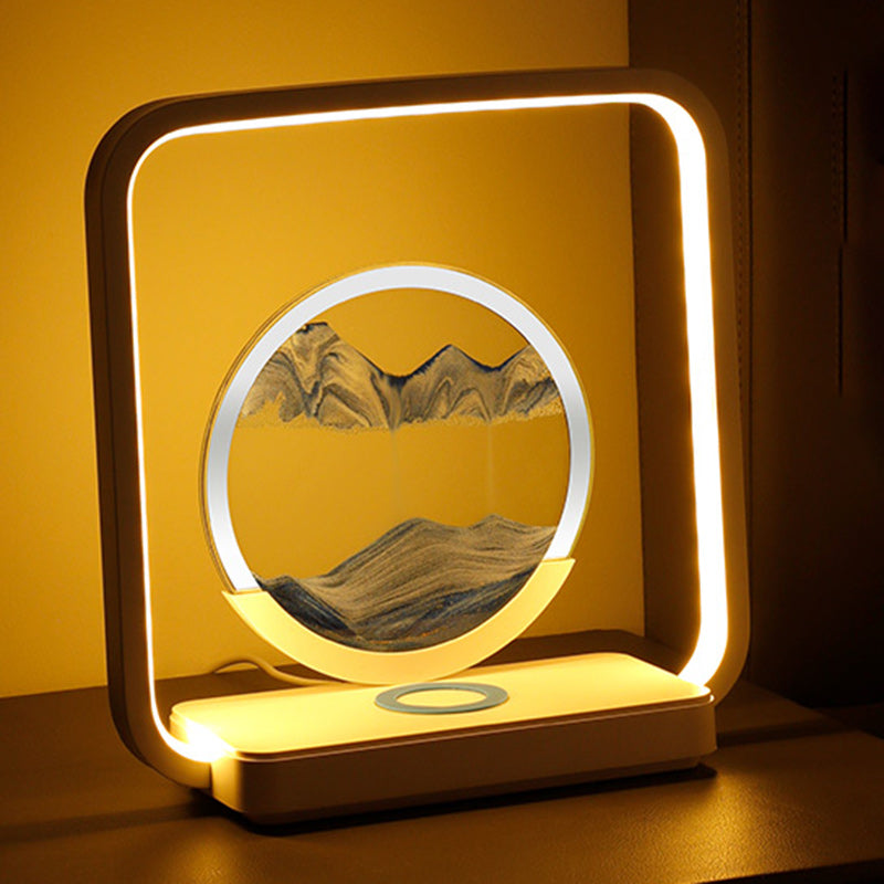 Square Sand Painting Metal Table Lamp