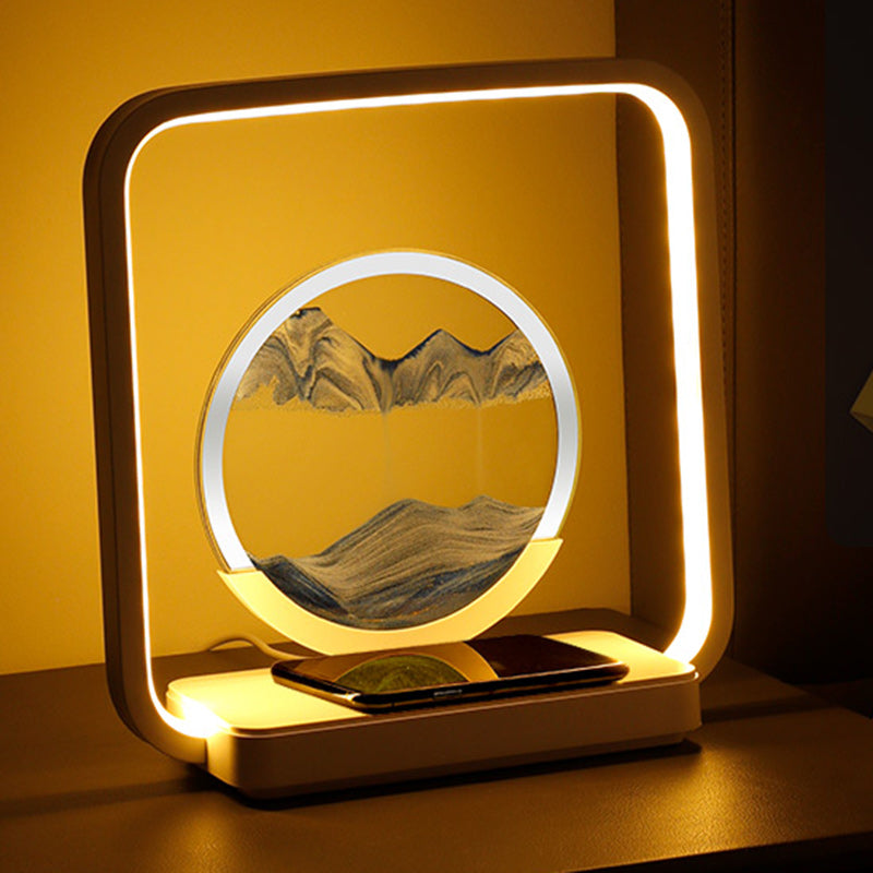 Square Sand Painting Metal Table Lamp
