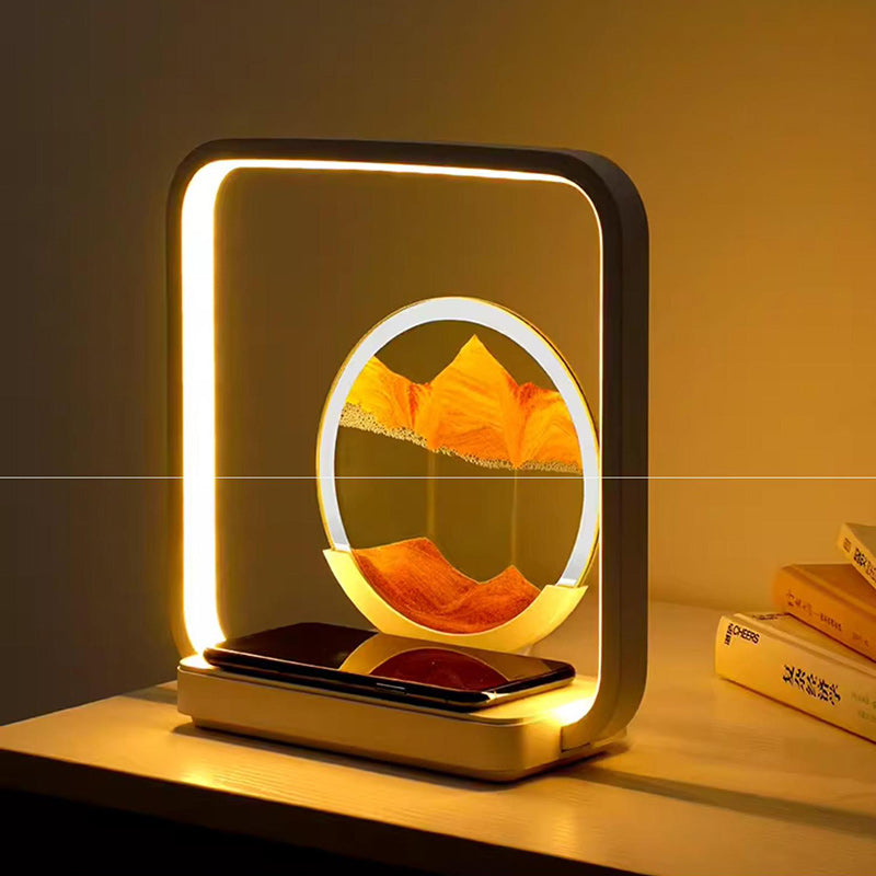 Square Sand Painting Metal Table Lamp