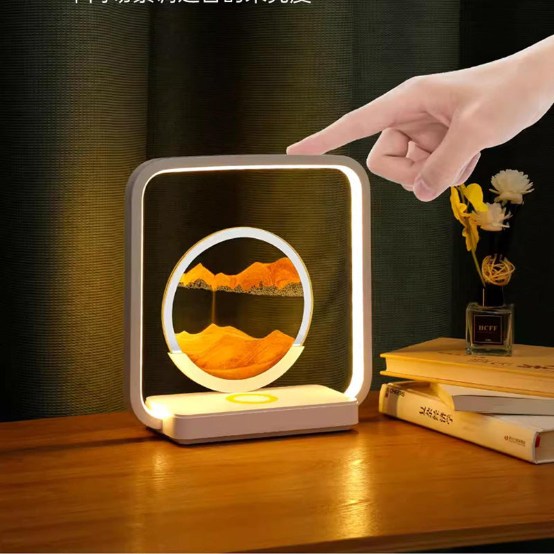 Square Sand Painting Metal Table Lamp
