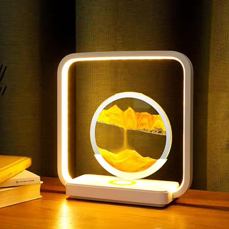Square Sand Painting Metal Table Lamp