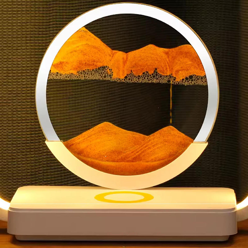 Square Sand Painting Metal Table Lamp