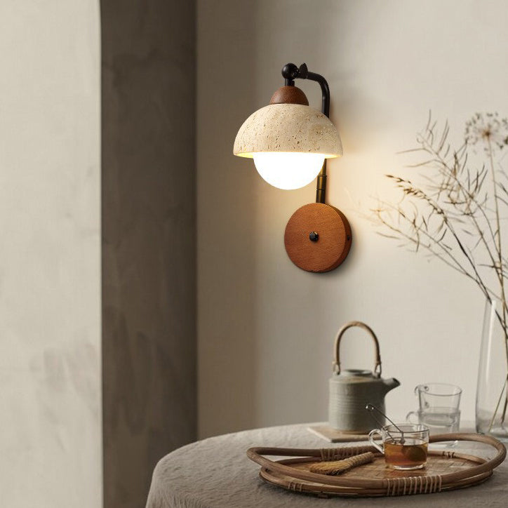 Travertine Iron Walnut Rotatable Wall Lamp