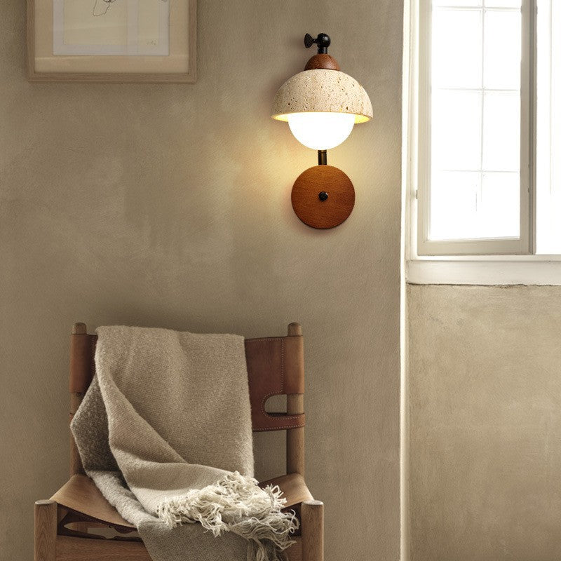 Travertine Iron Walnut Rotatable Wall Lamp
