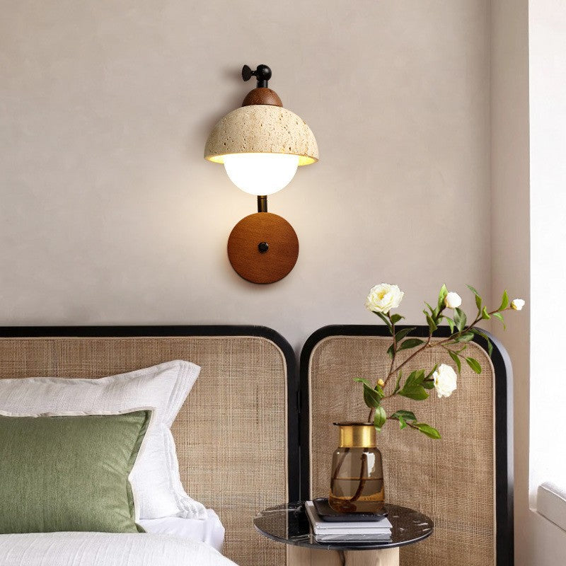 Travertine Iron Walnut Rotatable Wall Lamp