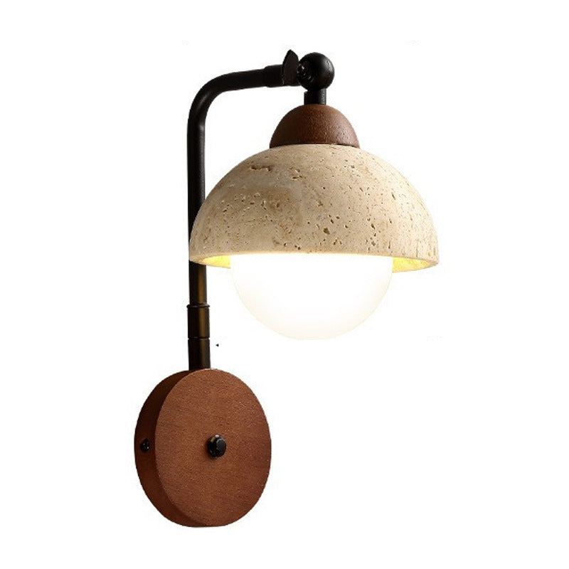 Travertine Iron Walnut Rotatable Wall Lamp