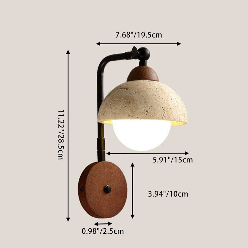 Travertine Iron Walnut Rotatable Wall Lamp