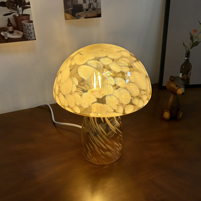 Glass Mushroom Dome Bedside Table Lamp