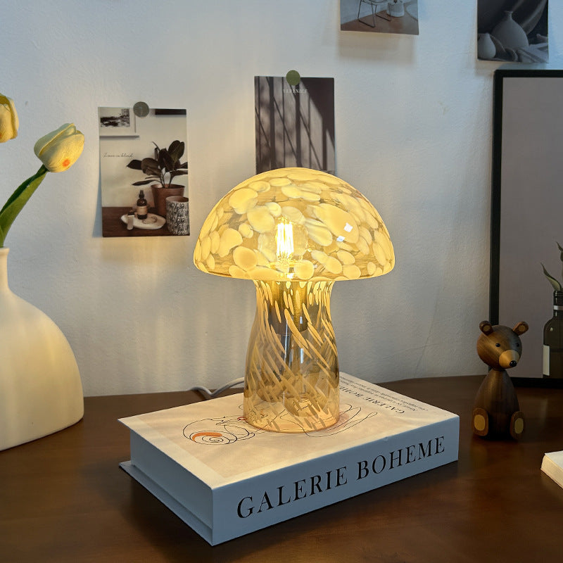 Glass Mushroom Dome Bedside Table Lamp