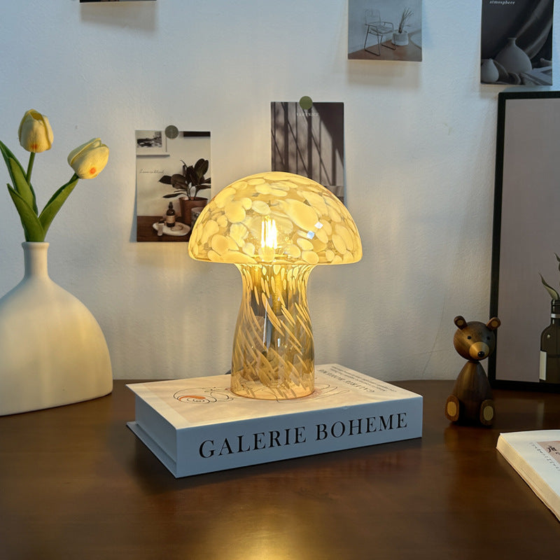 Glass Mushroom Dome Bedside Table Lamp