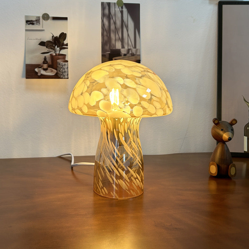Glass Mushroom Dome Bedside Table Lamp
