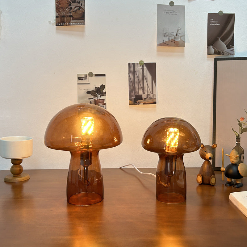 Glass Mushroom Dome Bedside Table Lamp