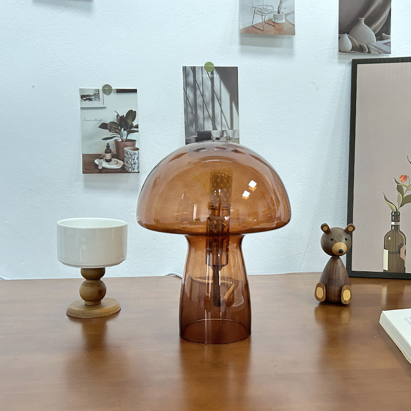 Glass Mushroom Dome Bedside Table Lamp