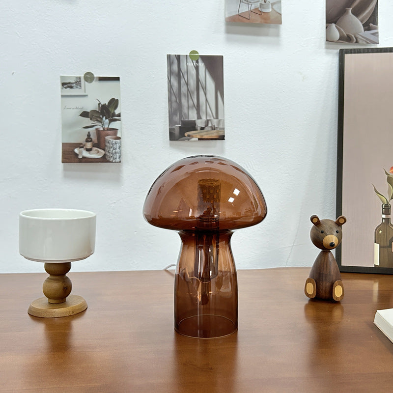 Glass Mushroom Dome Bedside Table Lamp