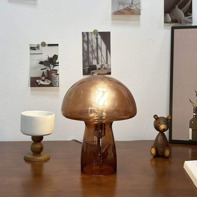 Glass Mushroom Dome Bedside Table Lamp
