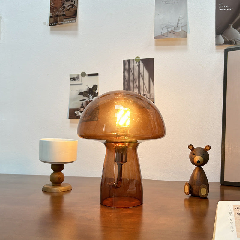 Glass Mushroom Dome Bedside Table Lamp