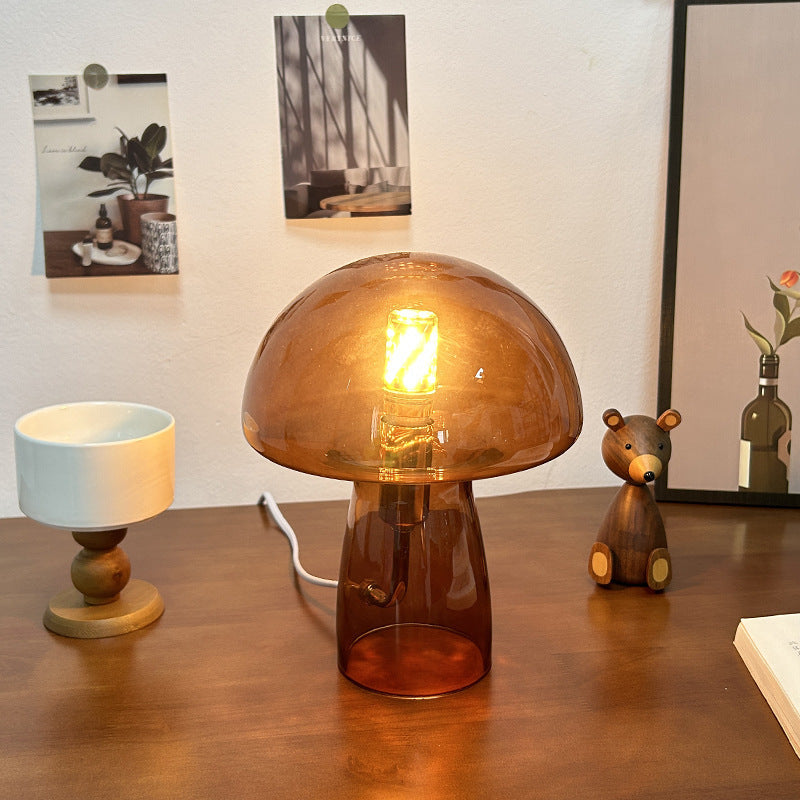 Glass Mushroom Dome Bedside Table Lamp