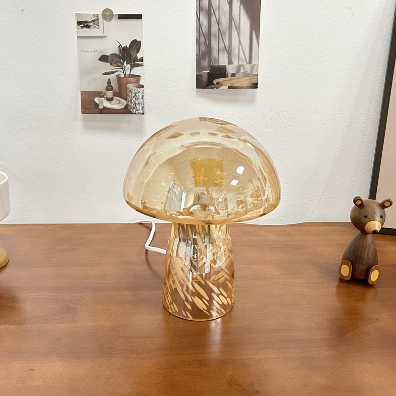 Glass Mushroom Dome Bedside Table Lamp