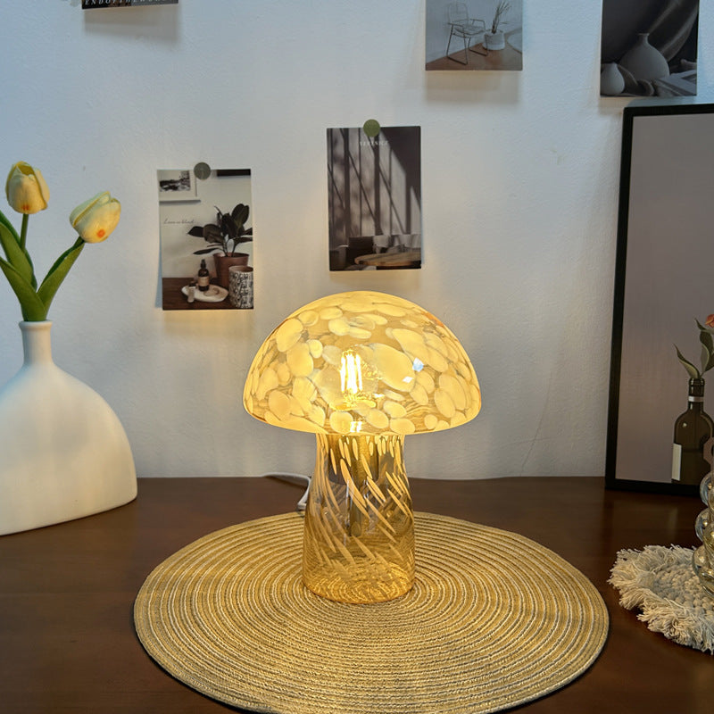 Glass Mushroom Dome Bedside Table Lamp