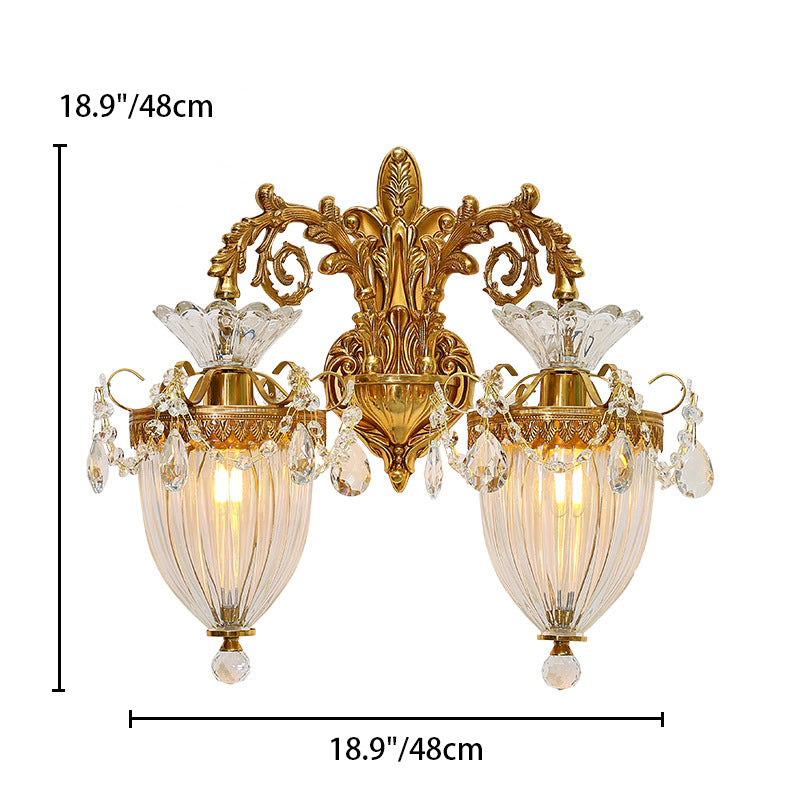 Alloy Brass Glass Crystal Wall Lamp