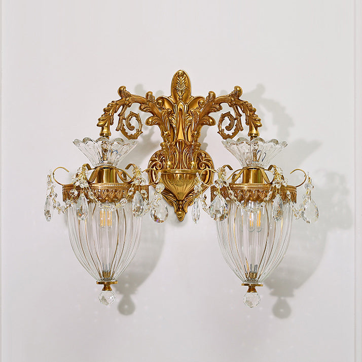 Alloy Brass Glass Crystal Wall Lamp