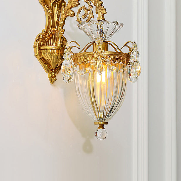Alloy Brass Glass Crystal Wall Lamp