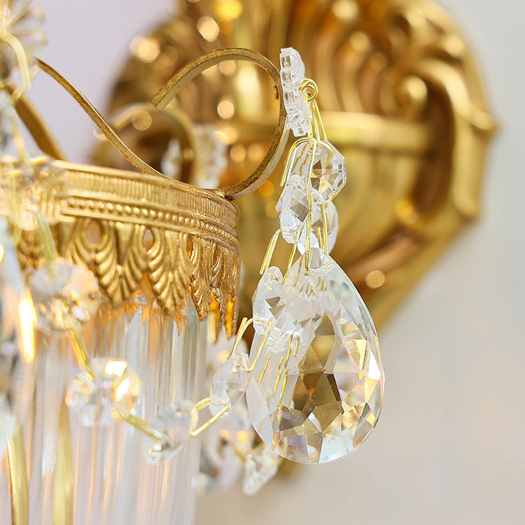 Alloy Brass Glass Crystal Wall Lamp