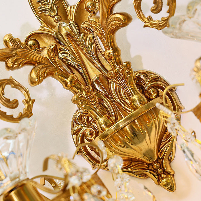 Alloy Brass Glass Crystal Wall Lamp