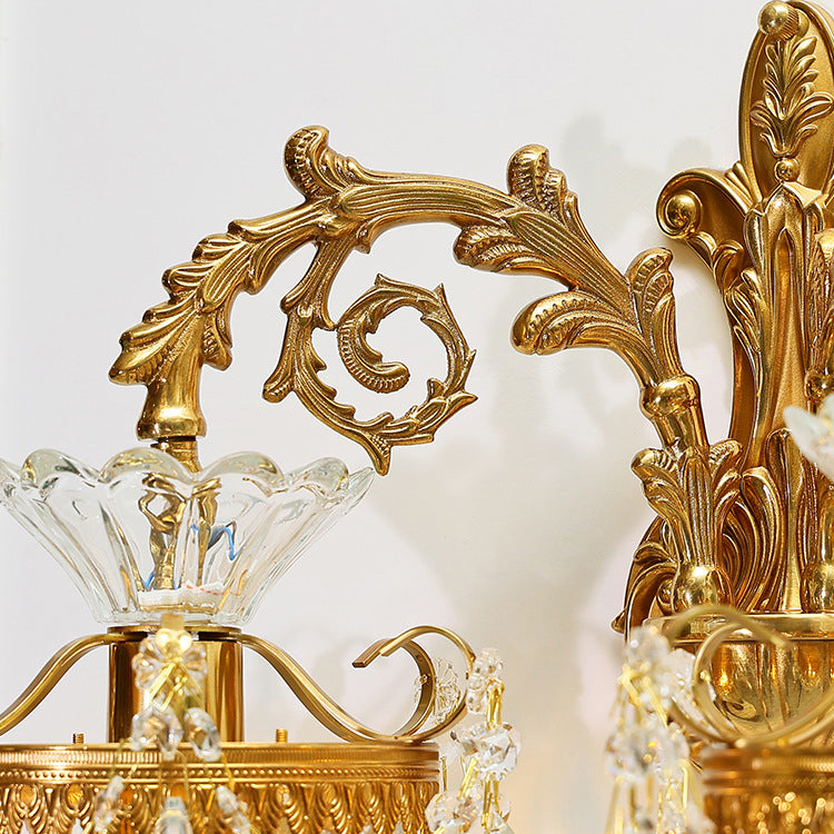 Alloy Brass Glass Crystal Wall Lamp