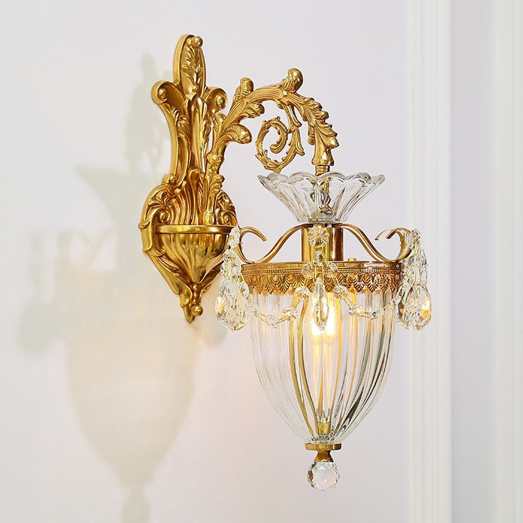 Alloy Brass Glass Crystal Wall Lamp