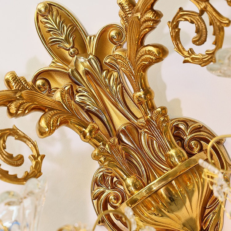 Alloy Brass Glass Crystal Wall Lamp