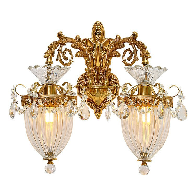 Alloy Brass Glass Crystal Wall Lamp