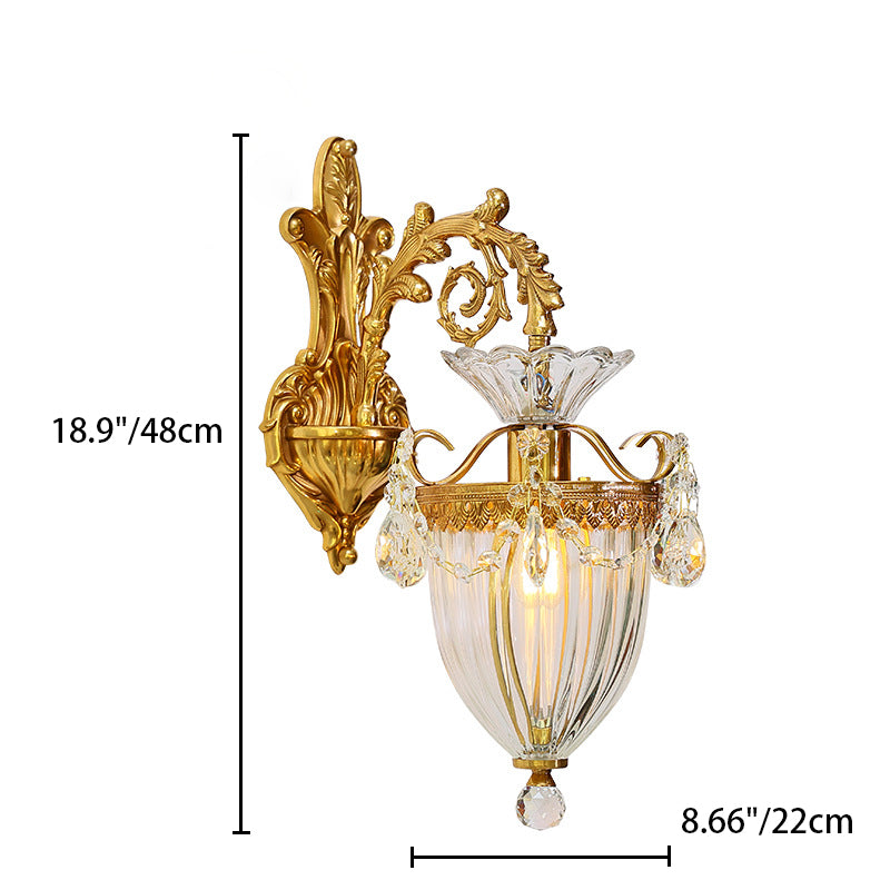 Alloy Brass Glass Crystal Wall Lamp