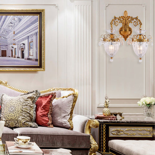 Alloy Brass Glass Crystal Wall Lamp