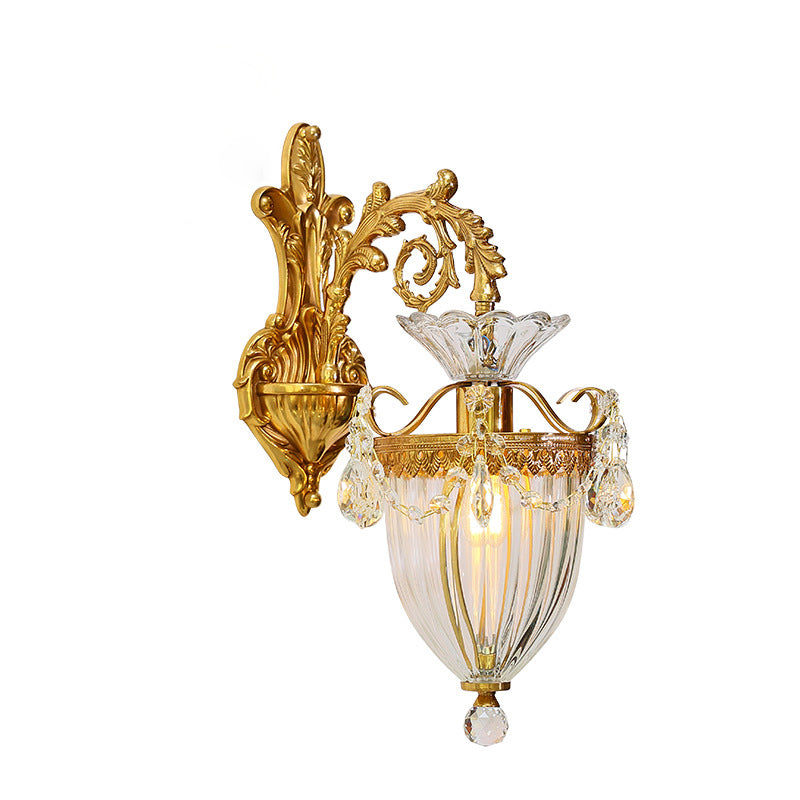 Alloy Brass Glass Crystal Wall Lamp