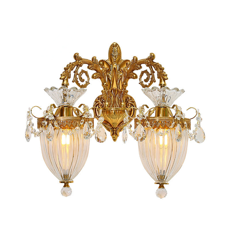 Alloy Brass Glass Crystal Wall Lamp