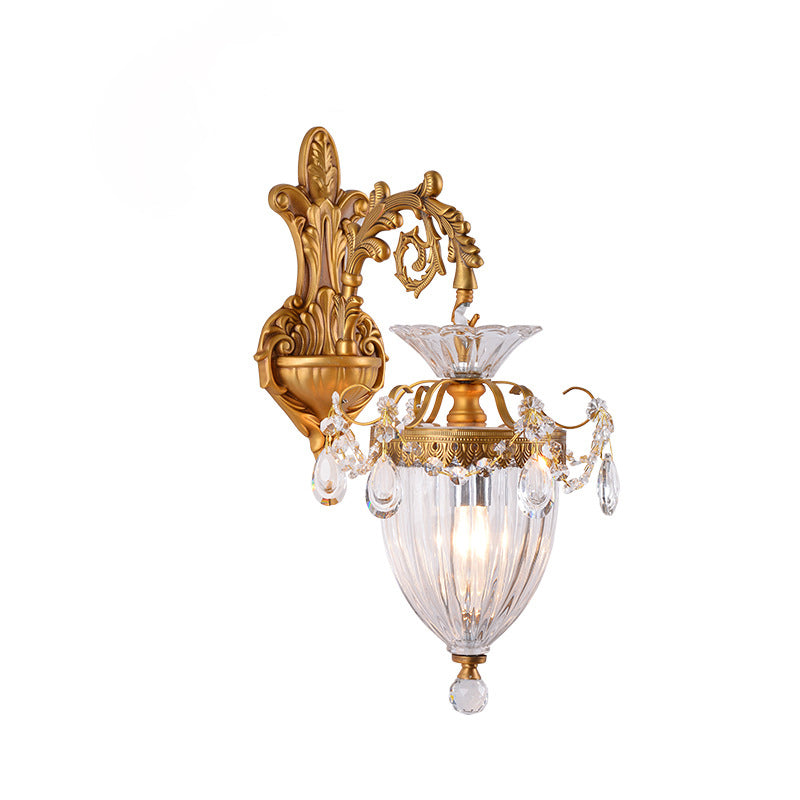 Alloy Brass Glass Crystal Wall Lamp