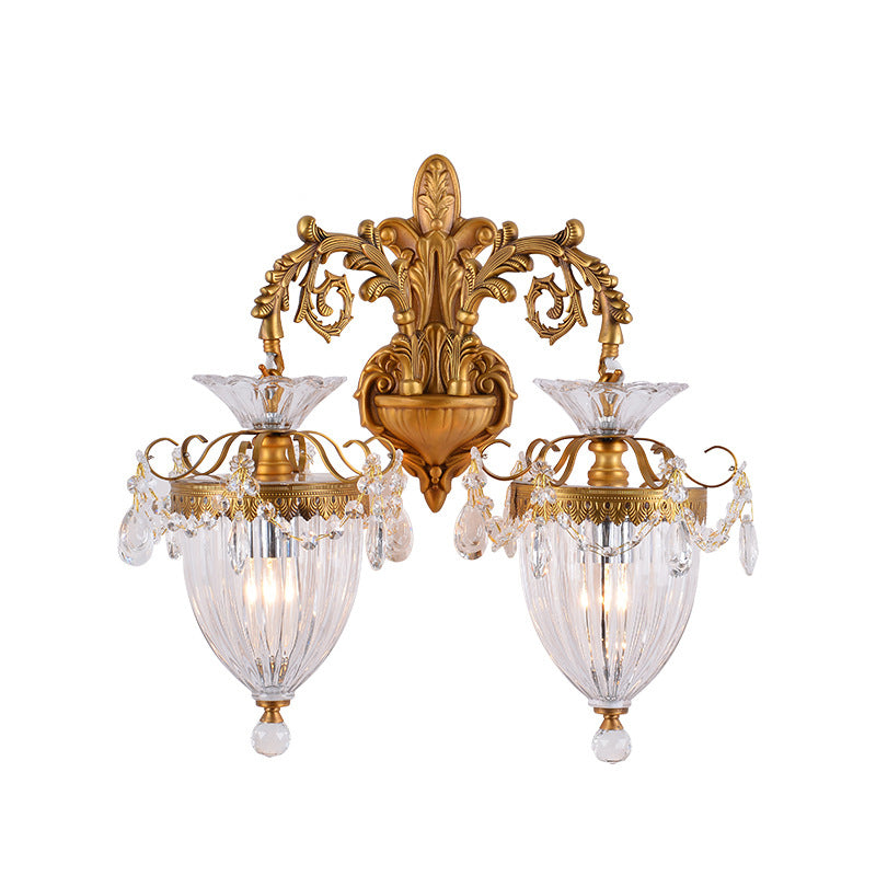 Alloy Brass Glass Crystal Wall Lamp