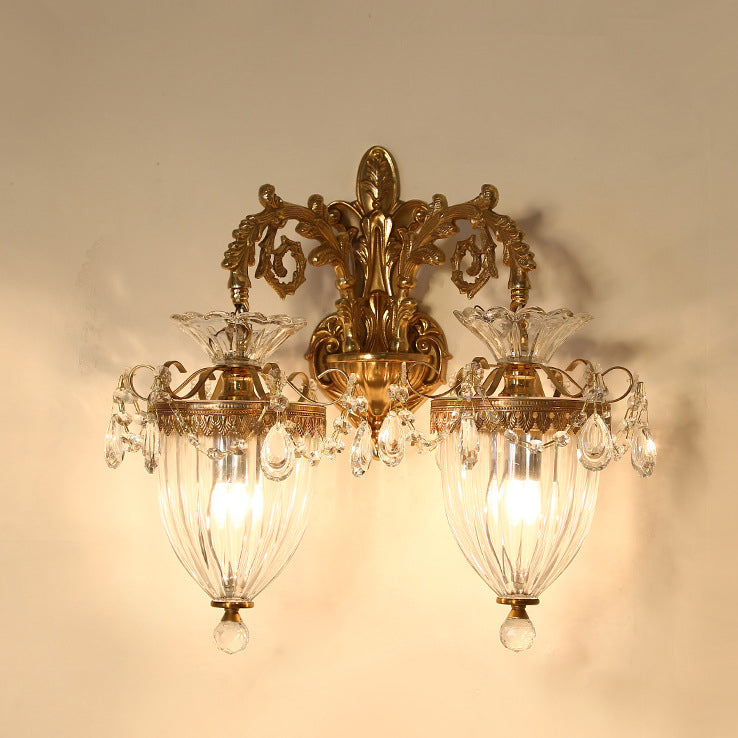 Alloy Brass Glass Crystal Wall Lamp