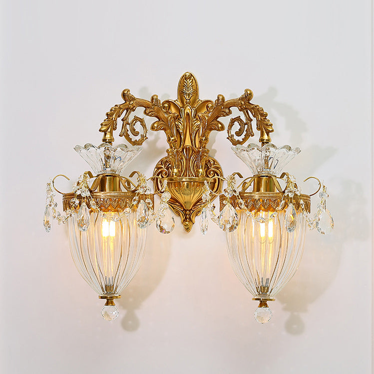 Alloy Brass Glass Crystal Wall Lamp