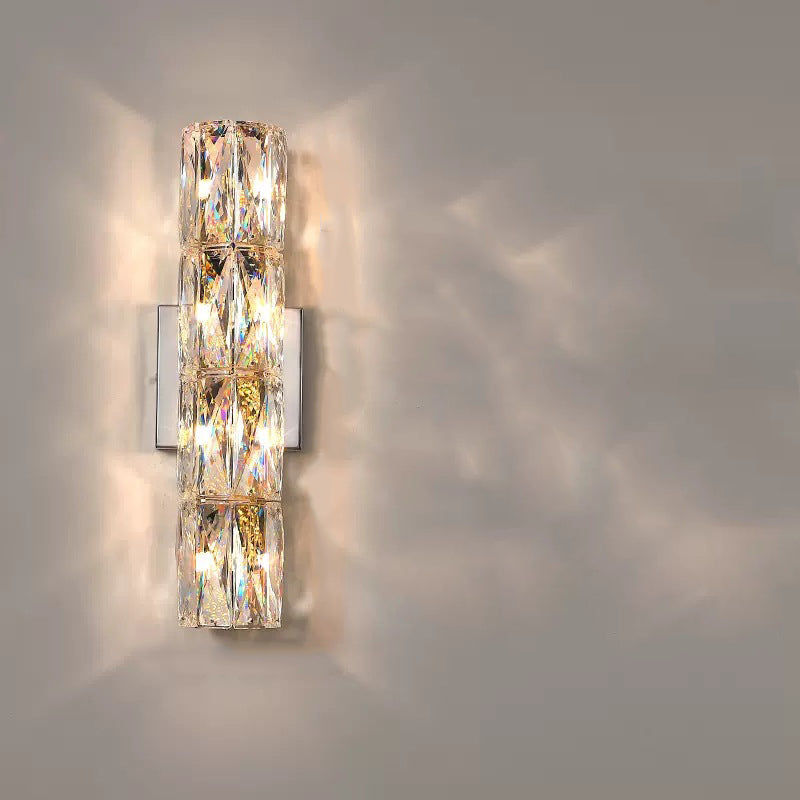 Stainless Steel Crystal Strip 6-Light Wall Lamp