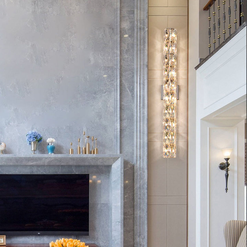 Stainless Steel Crystal Strip 6-Light Wall Lamp