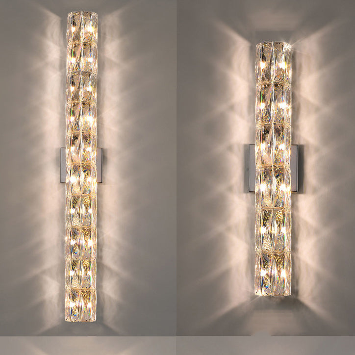 Stainless Steel Crystal Strip 6-Light Wall Lamp